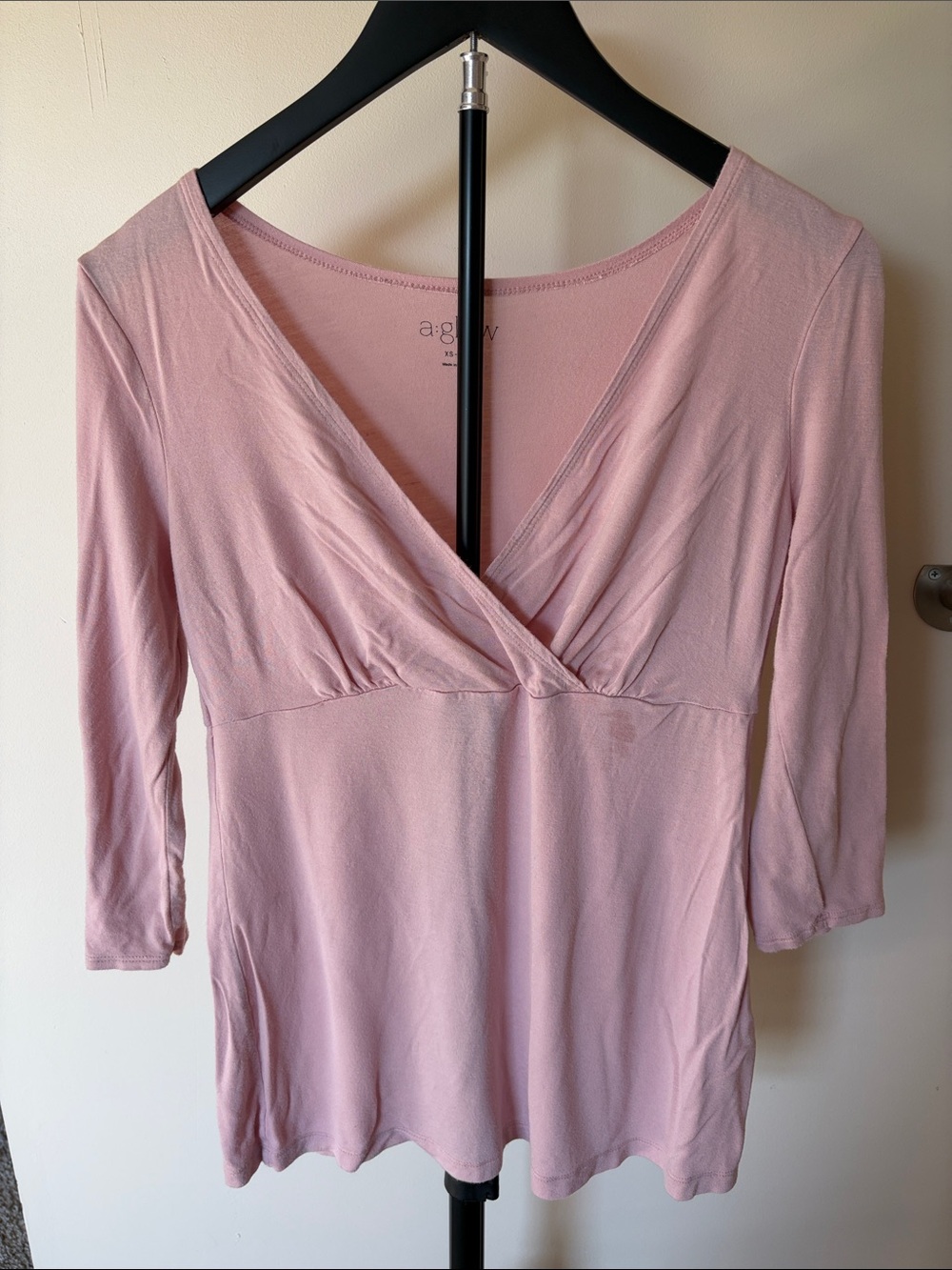 a:glow Dusty Pink Surplice V-Neck Long Sleeve Top